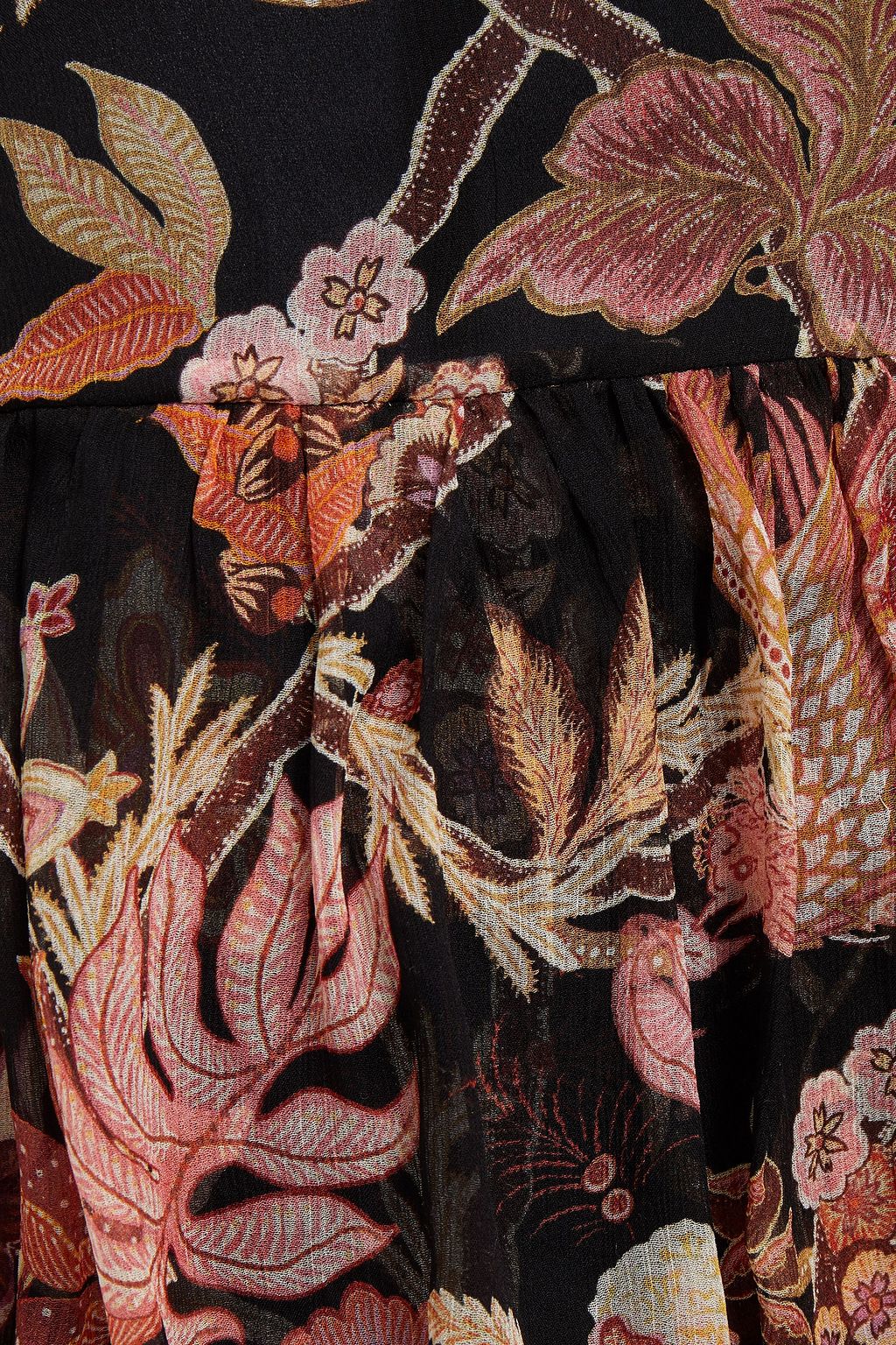 ZIMMERMANN Wavelength tiered belted floral-print silk-georgette midi skirt