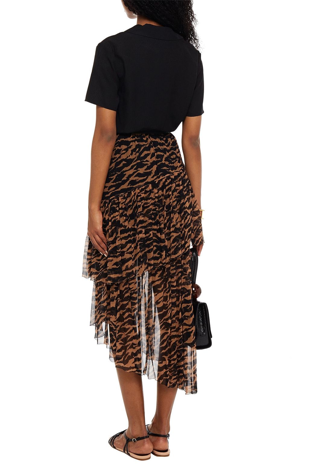 ZIMMERMANN Wavelength tiered tiger-print silk-georgette midi skirt