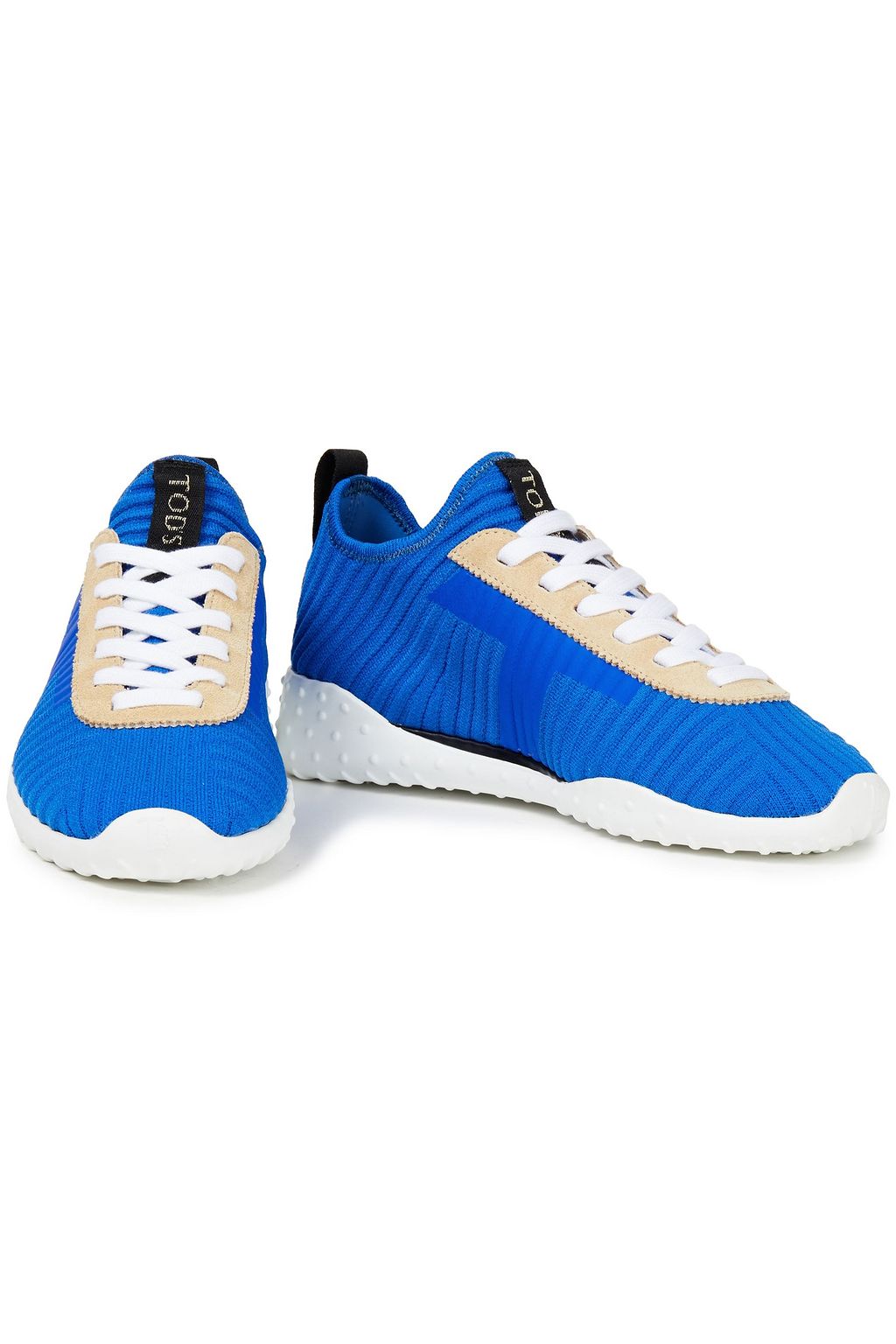 TOD'S Bedruckte Sneakers aus Stretch-Strick mit Velourslederbesatz