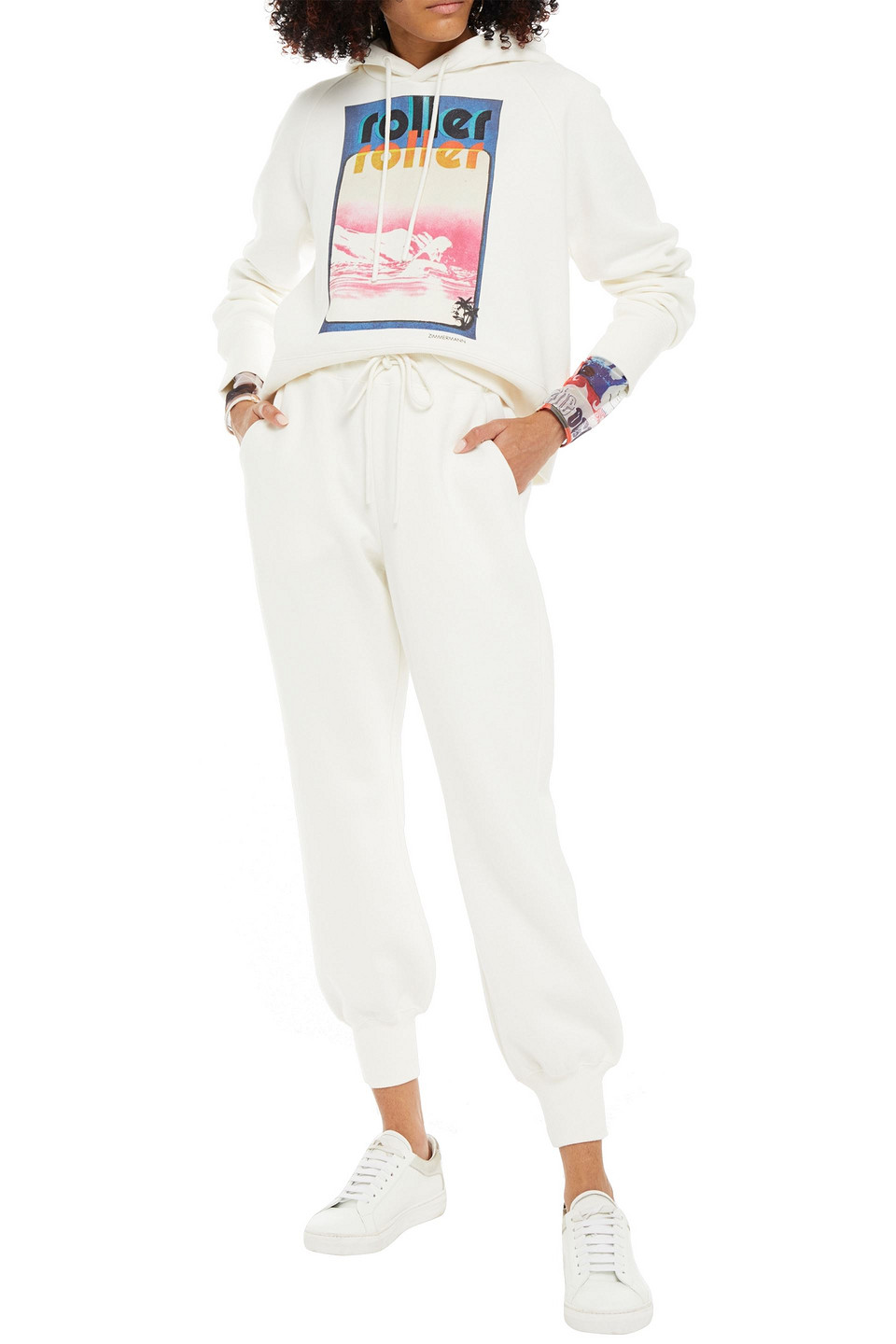 ZIMMERMANN PRINTED COTTON-BLEND FLEECE TRACK PANTS 3074457345625750692
