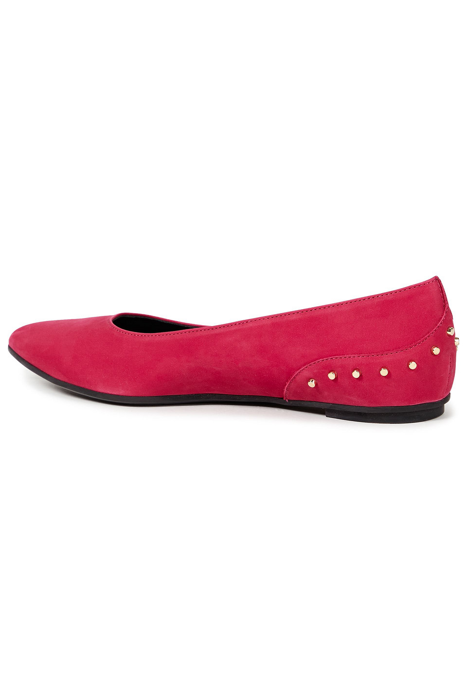 Tod's Studded Suede Point-toe Flats In Magenta