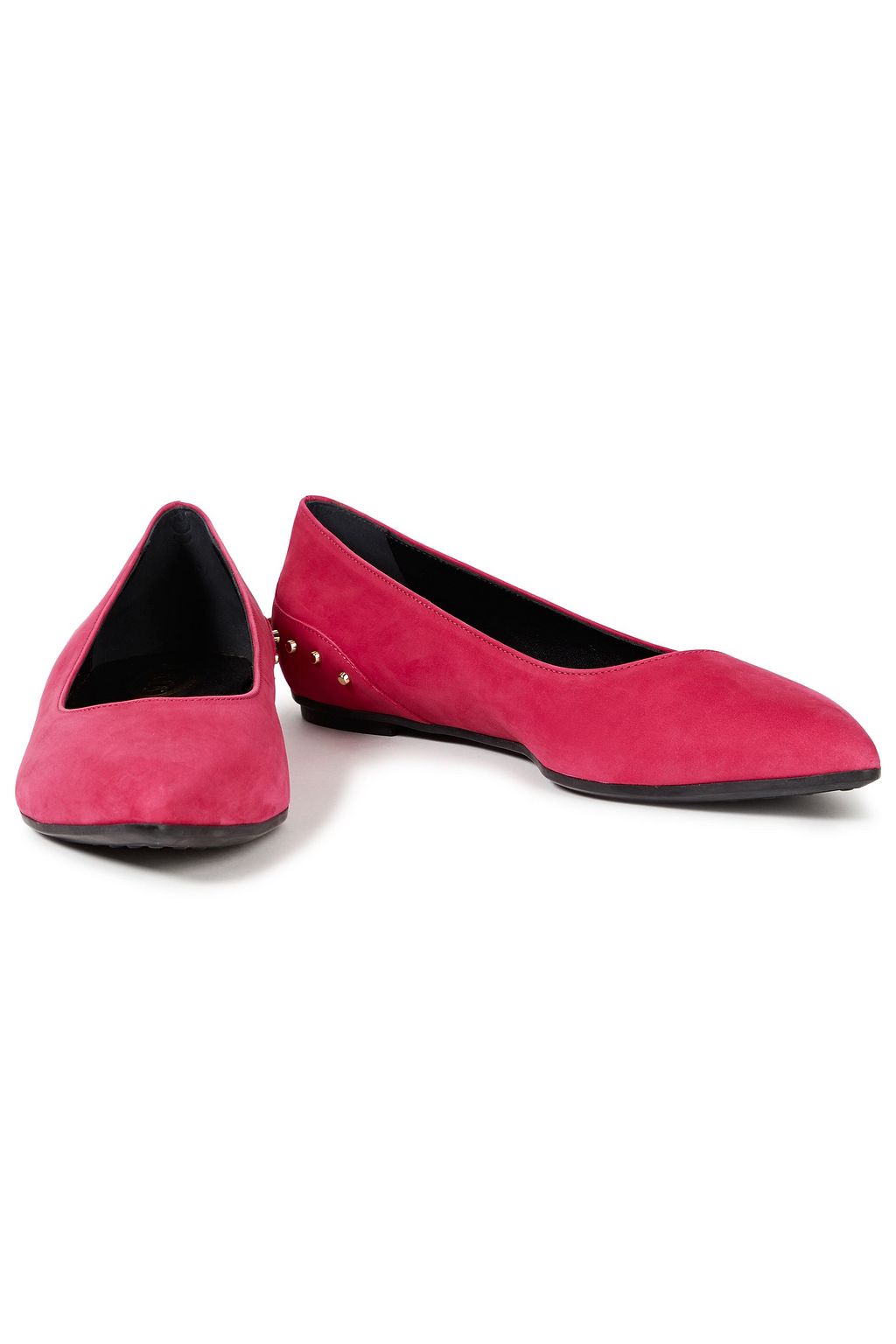 TOD'S Studded suede point-toe flats