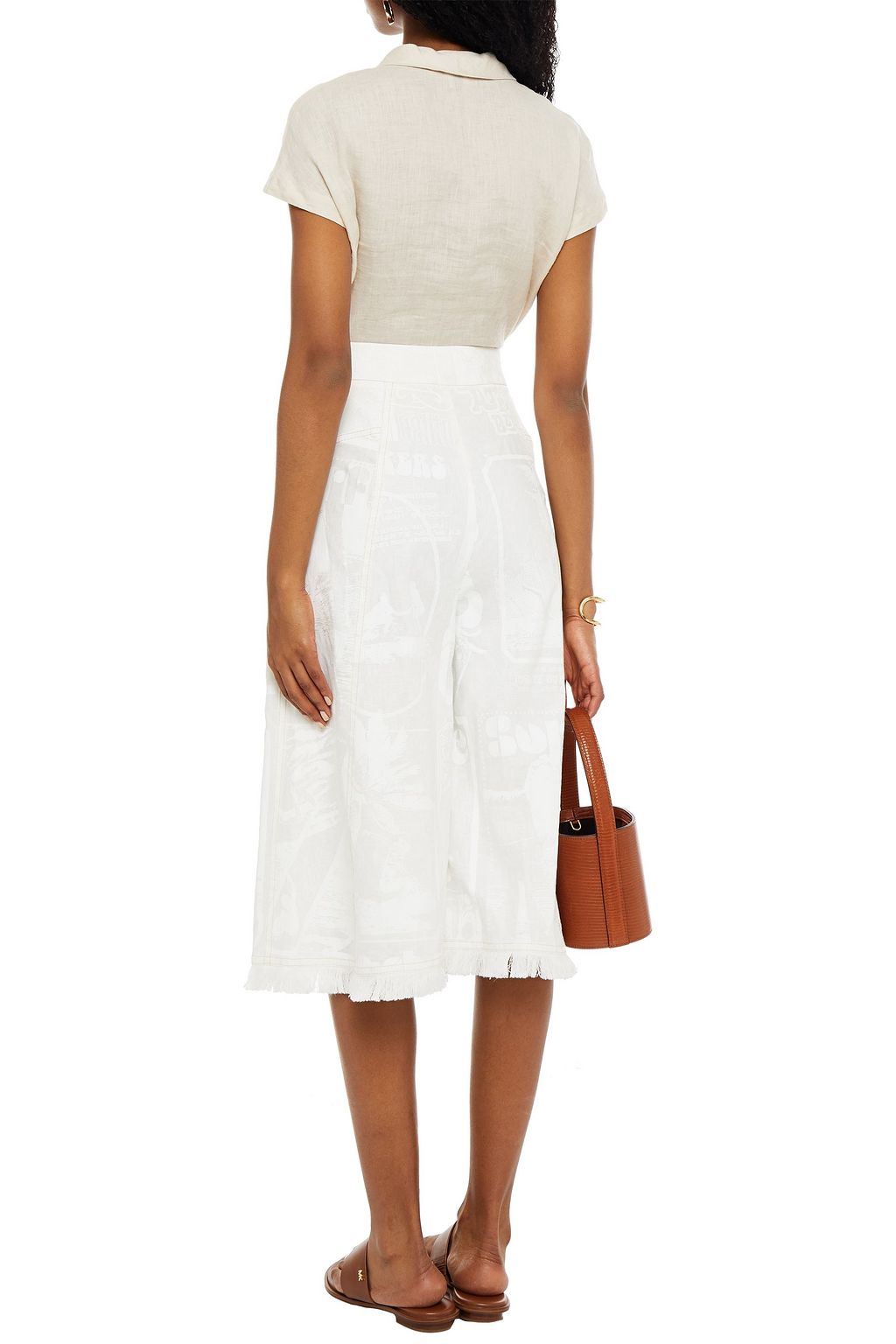 ZIMMERMANN Brightside button-detailed printed linen culottes