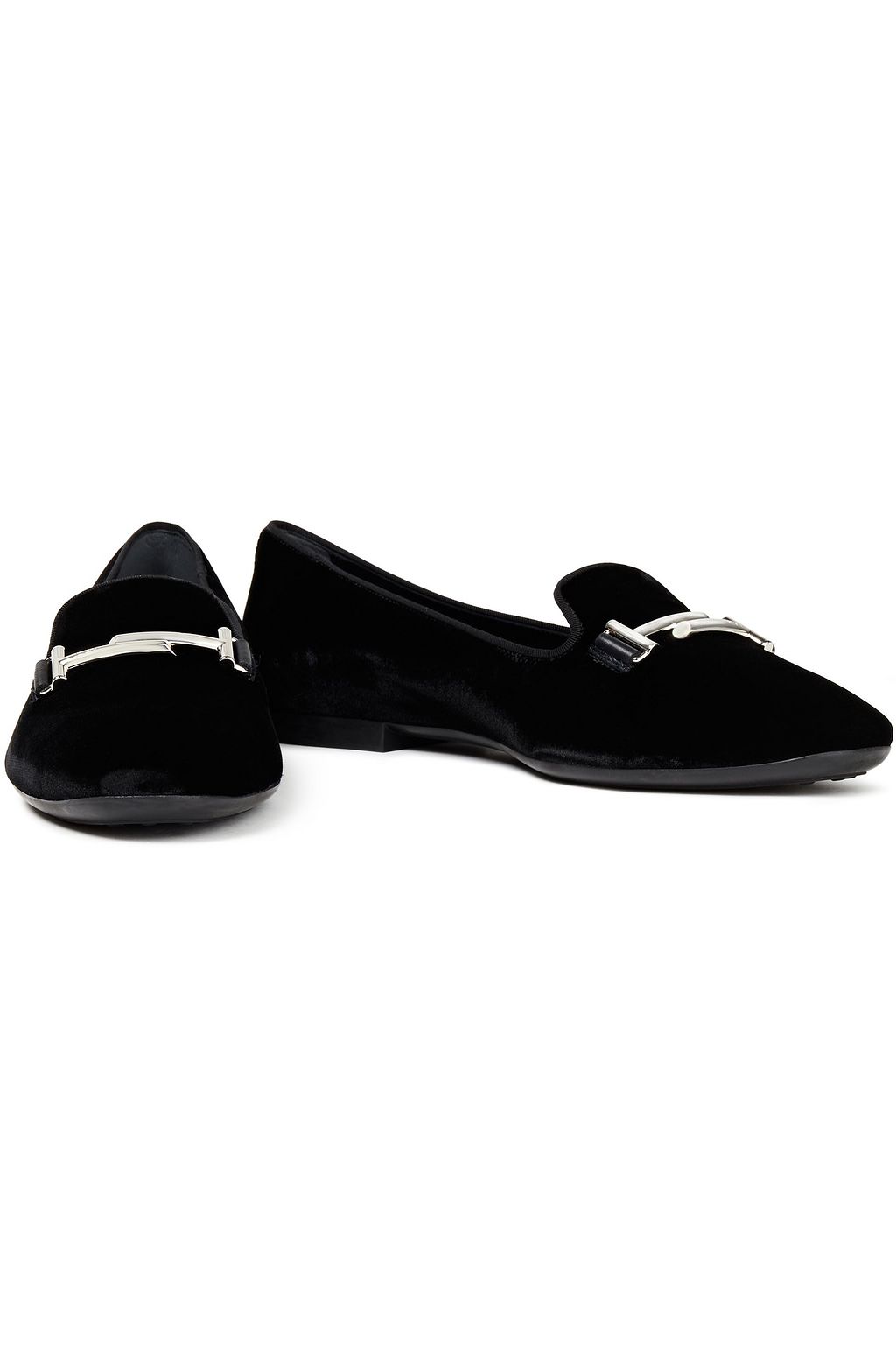 TOD'S Embellished velvet loafers