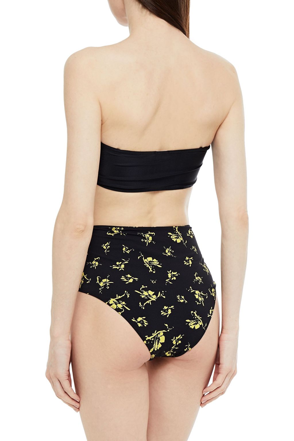 GANNI Embellished ruched bandeau bikini top