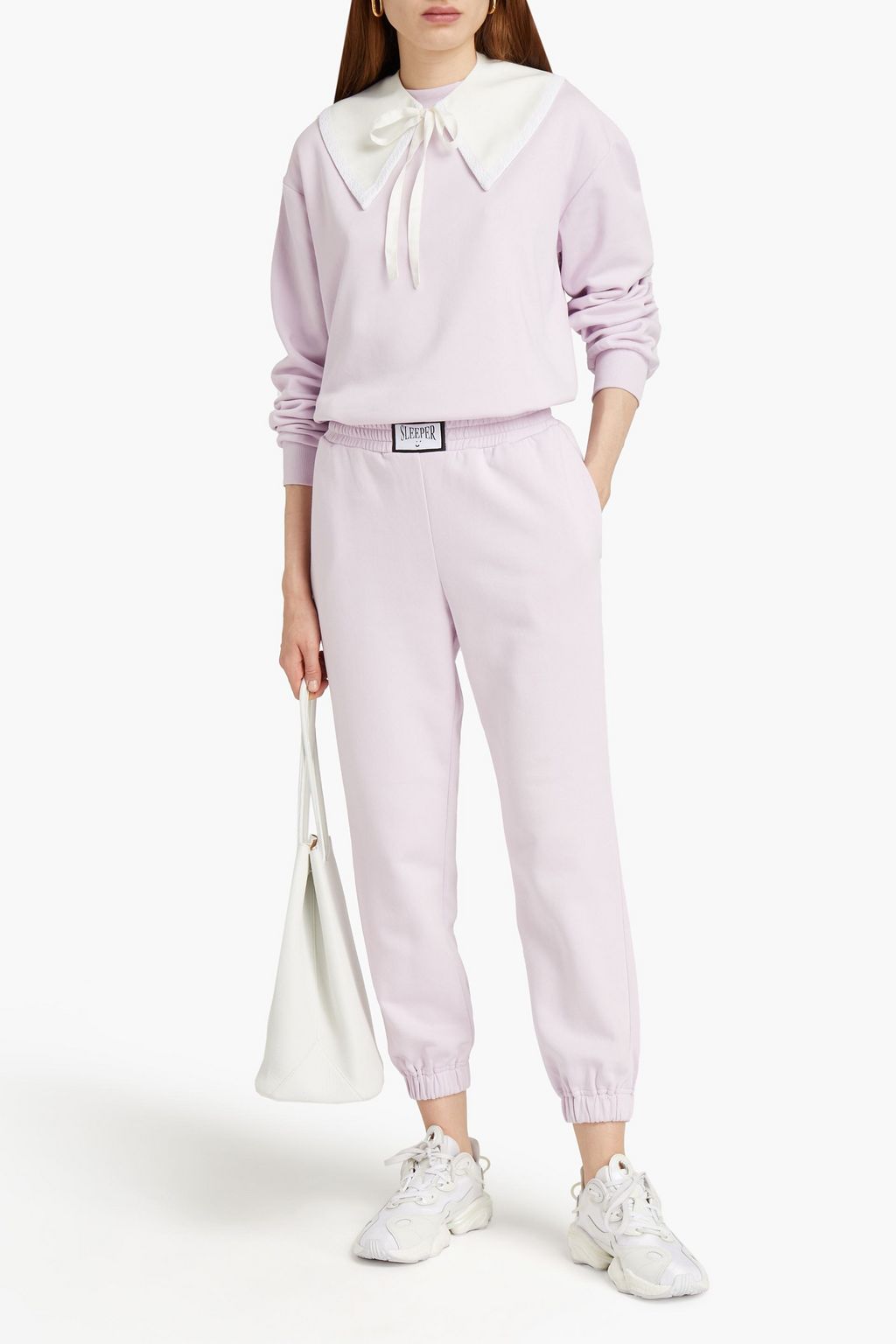 SLEEPER Cotton-blend fleece sweatshirt and track pants set