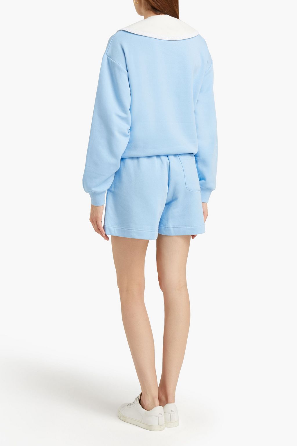 SLEEPER Cotton-blend fleece sweatshirt and shorts set