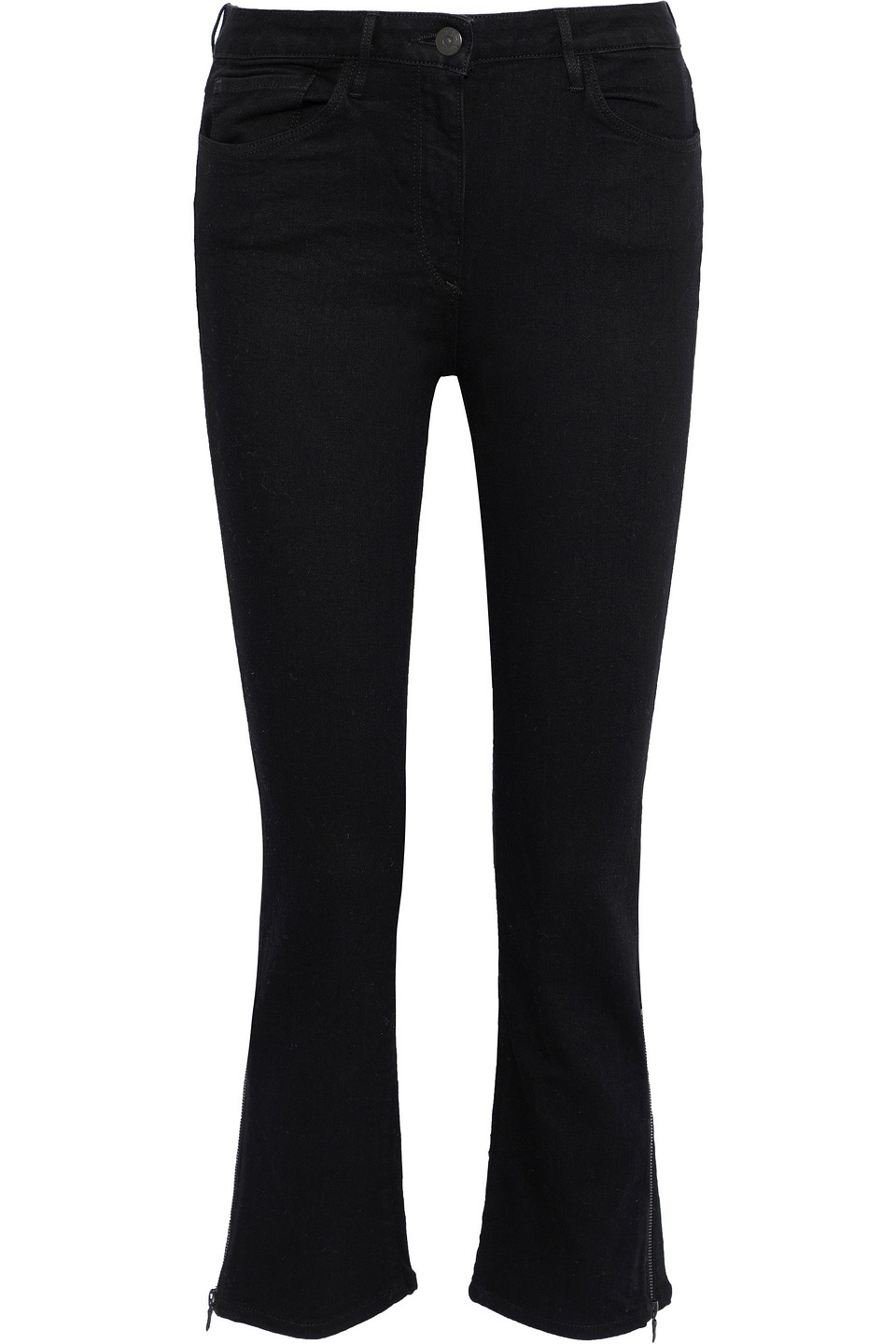 3x1 nyc - zip-detailed mid-rise kick-flare jeans - black - 27