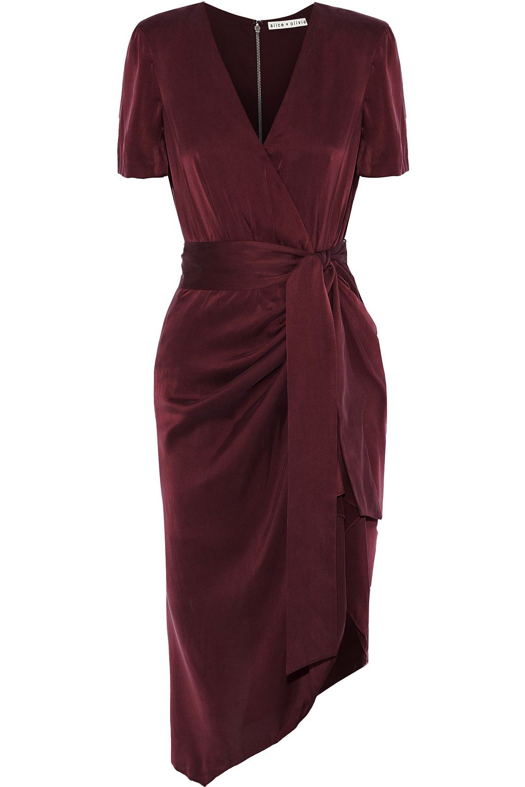 burgundy silk wrap dress