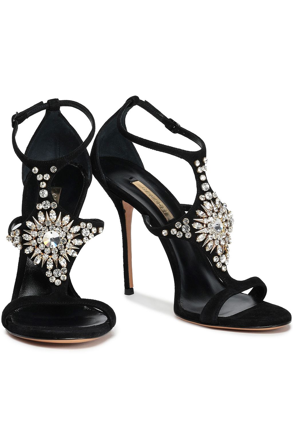 CASADEI Crystal-embellished suede sandals