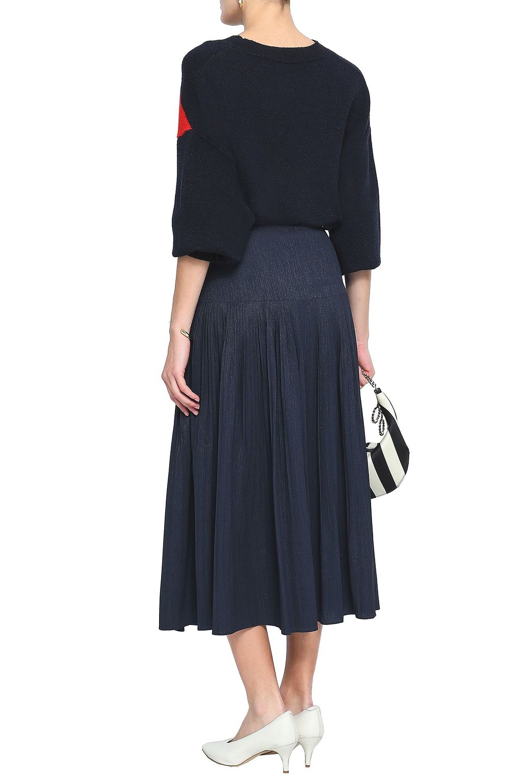CO Metallic crepe jacquard midi skirt