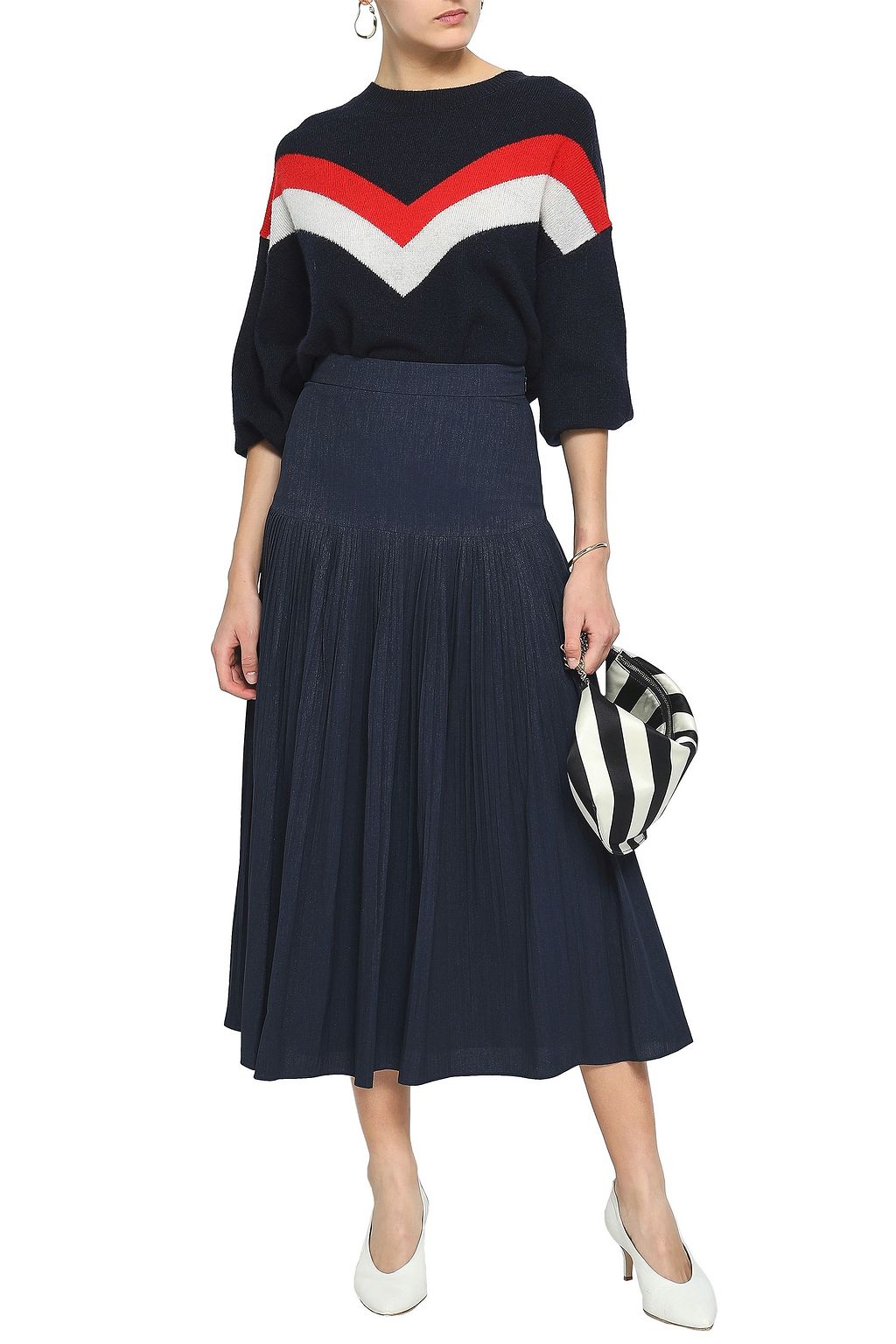 CO Metallic crepe jacquard midi skirt