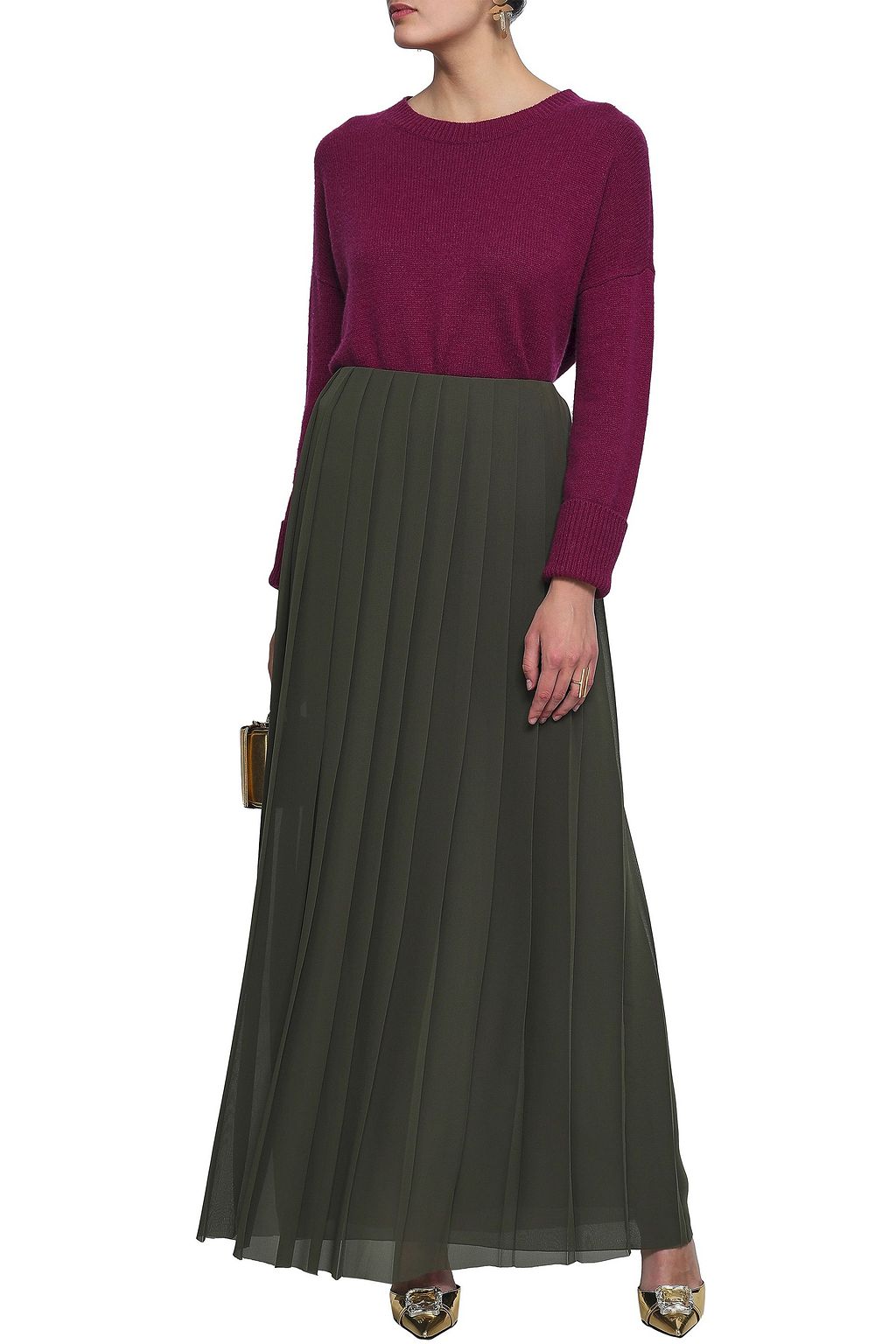 VIONNET Pleated georgette maxi skirt
