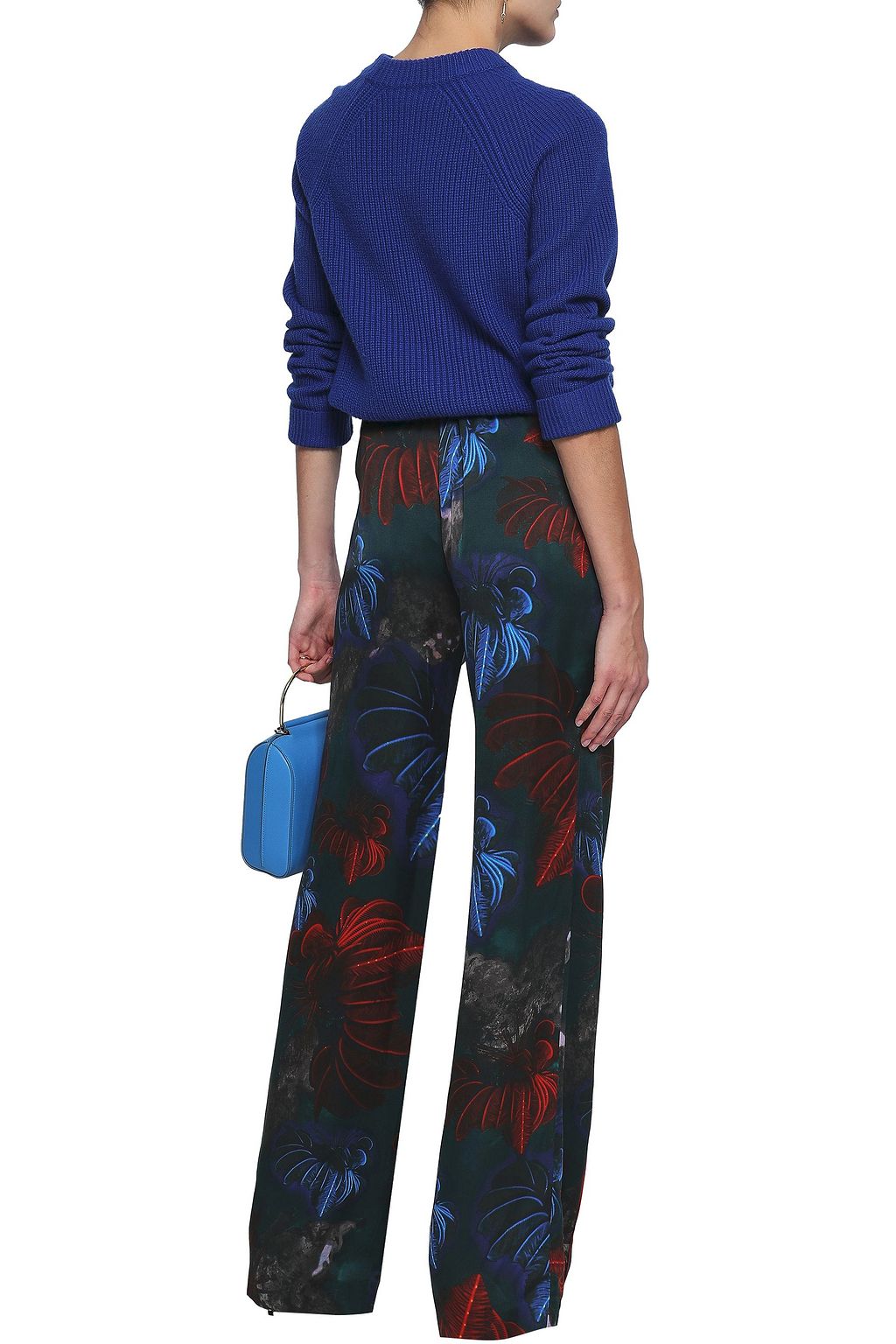 VIONNET Printed silk-satin wide-leg pants