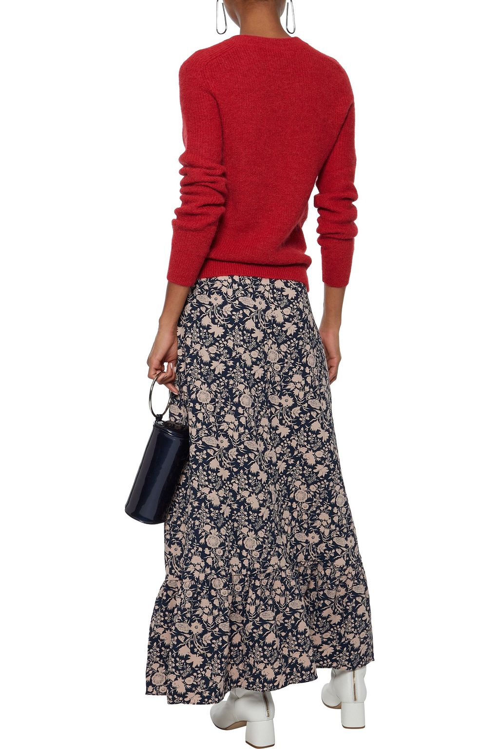 ANTIK BATIK Floral-print crepe midi skirt