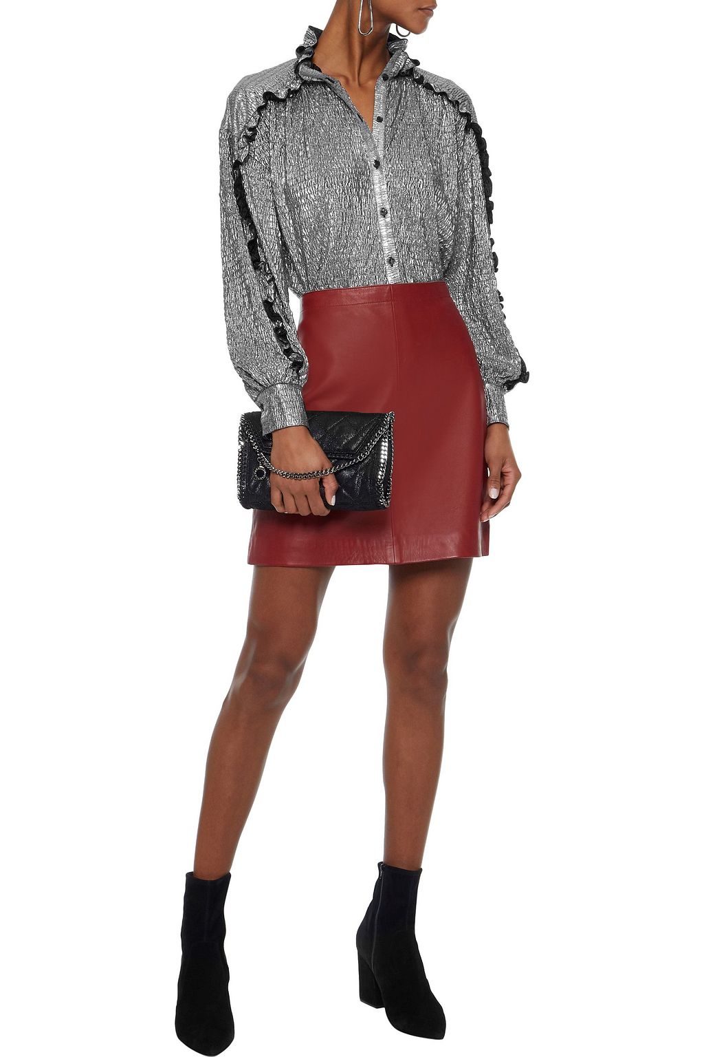 ANTIK BATIK Kimmy ruffle-trimmed crinkled-lamé shirt