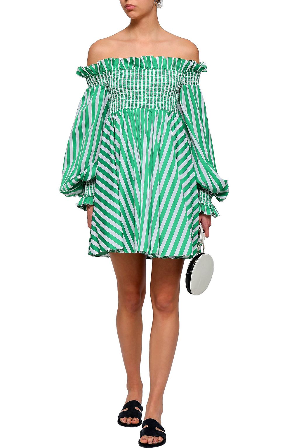 CAROLINE CONSTAS Kora off-the-shoulder striped cotton mini dress