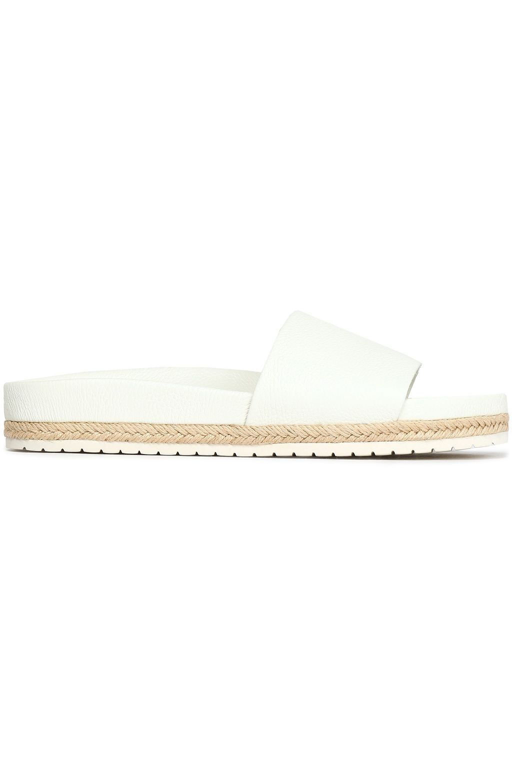 white leather slides