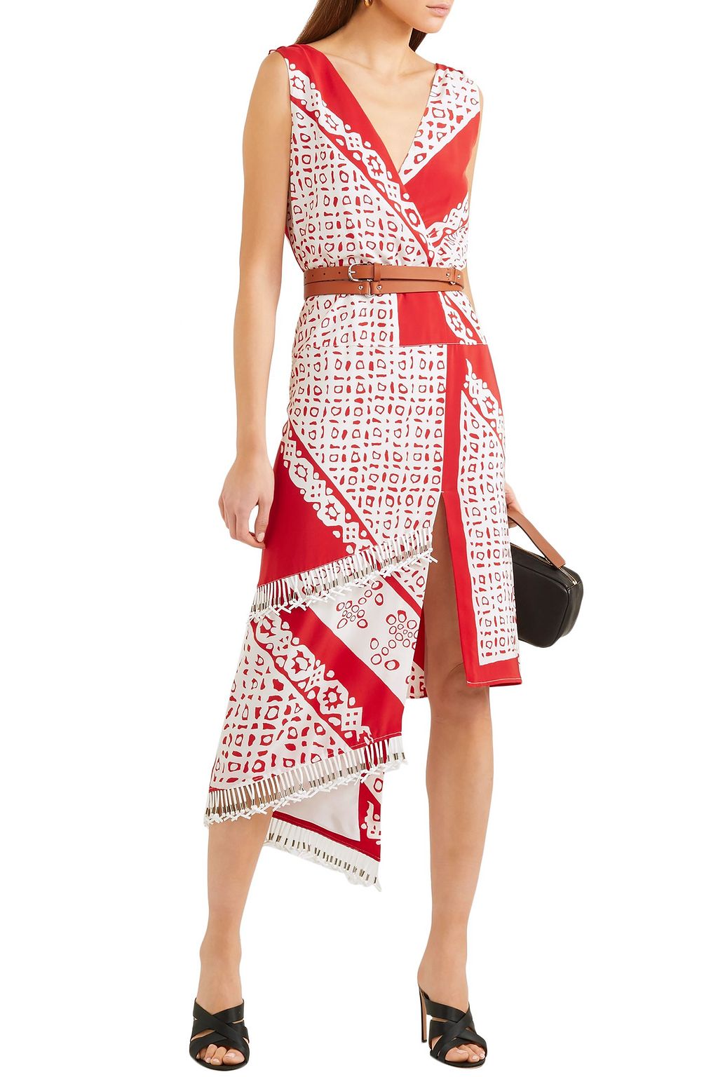 ALTUZARRA Pavilion embellished wrap-effect printed silk midi dress