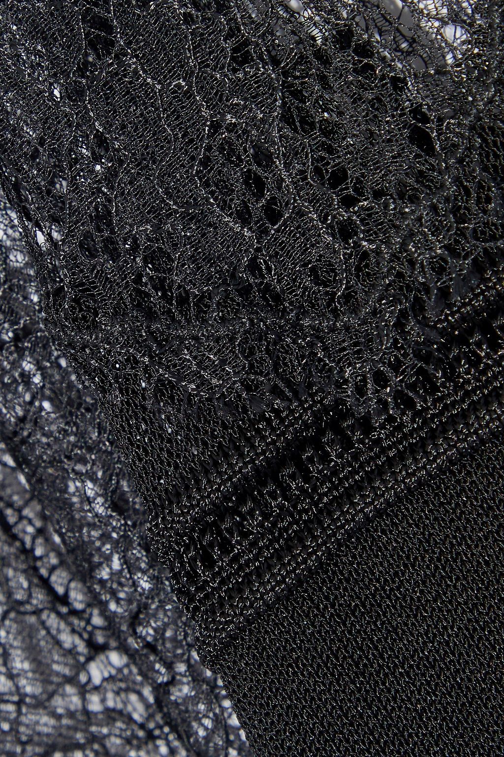 ROBERTO CAVALLI Chantilly lace-paneled stretch-knit top