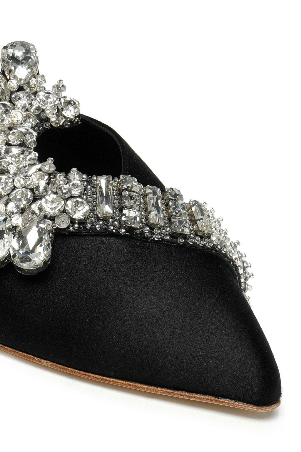 PAULA CADEMARTORI Flower Opulence crystal-embellished satin slippers
