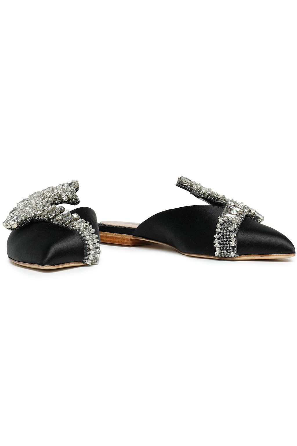 PAULA CADEMARTORI Flower Opulence crystal-embellished satin slippers