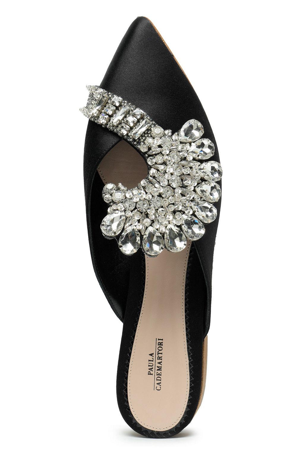 PAULA CADEMARTORI Flower Opulence crystal-embellished satin slippers