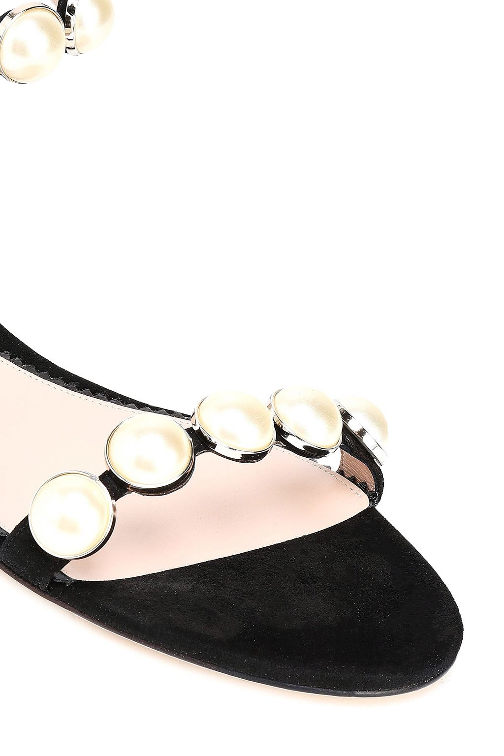 PAULA CADEMARTORI Faux pearl-embellished suede sandals