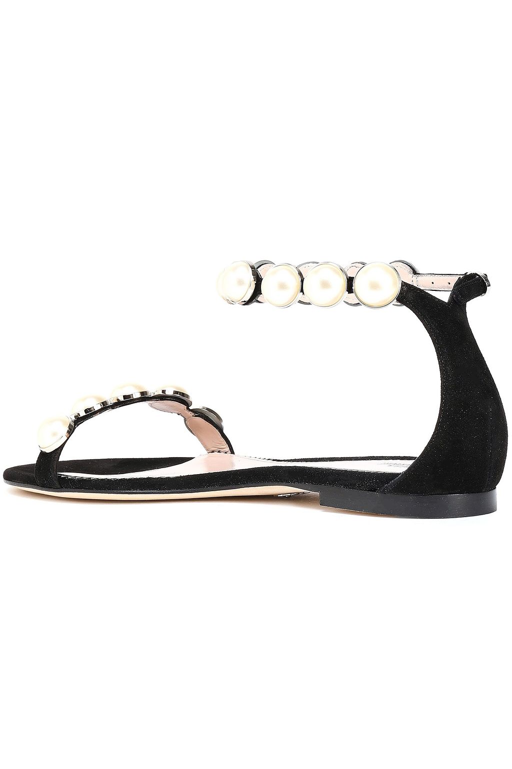 PAULA CADEMARTORI Faux pearl-embellished suede sandals