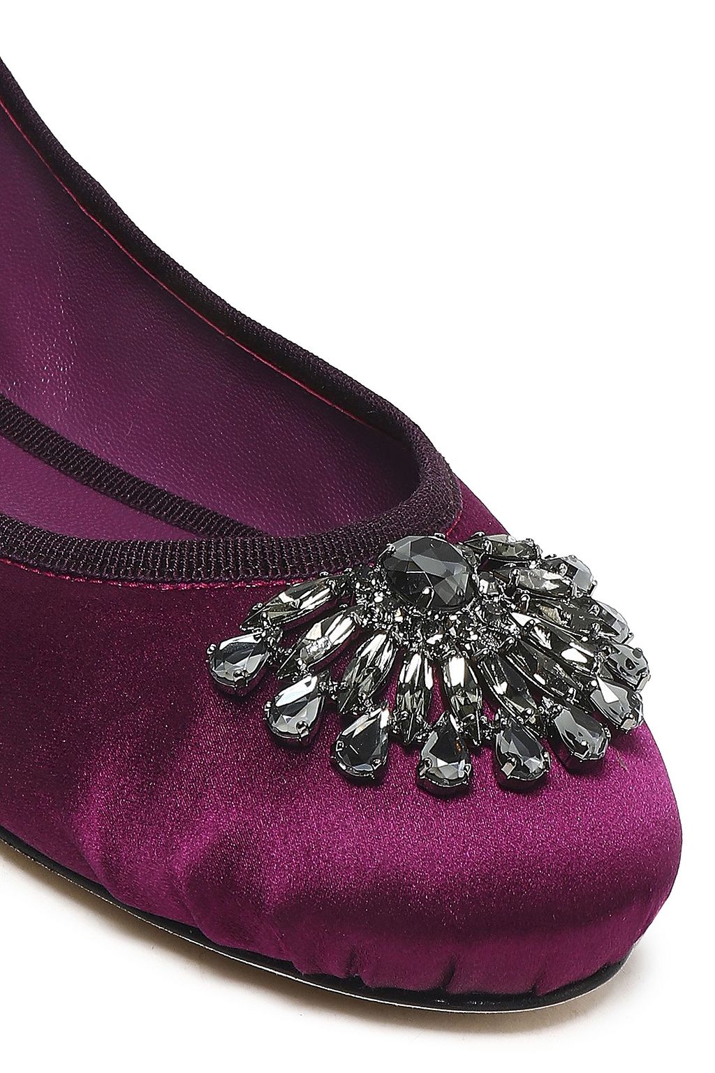 JIMMY CHOO Grace crystal-embellished satin ballet flats