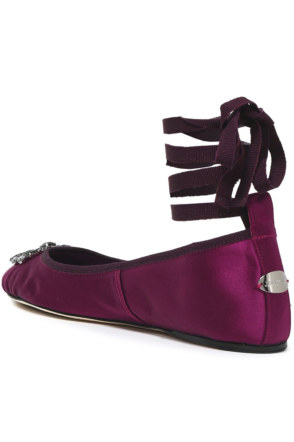JIMMY CHOO Grace crystal-embellished satin ballet flats