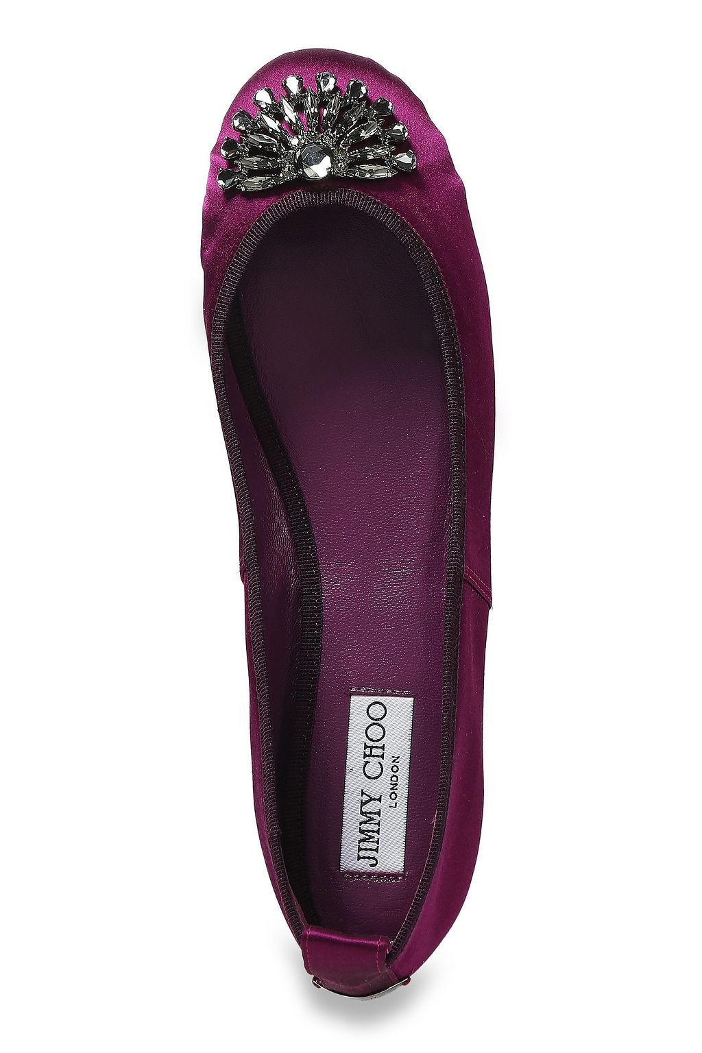 JIMMY CHOO Grace crystal-embellished satin ballet flats