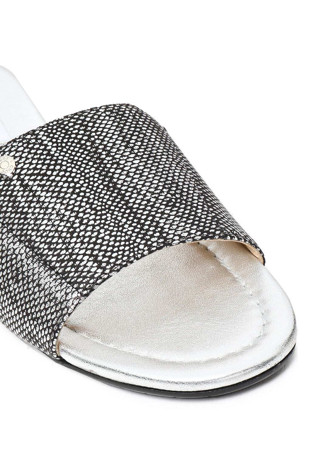 JIMMY CHOO Metallic textured-leather slides