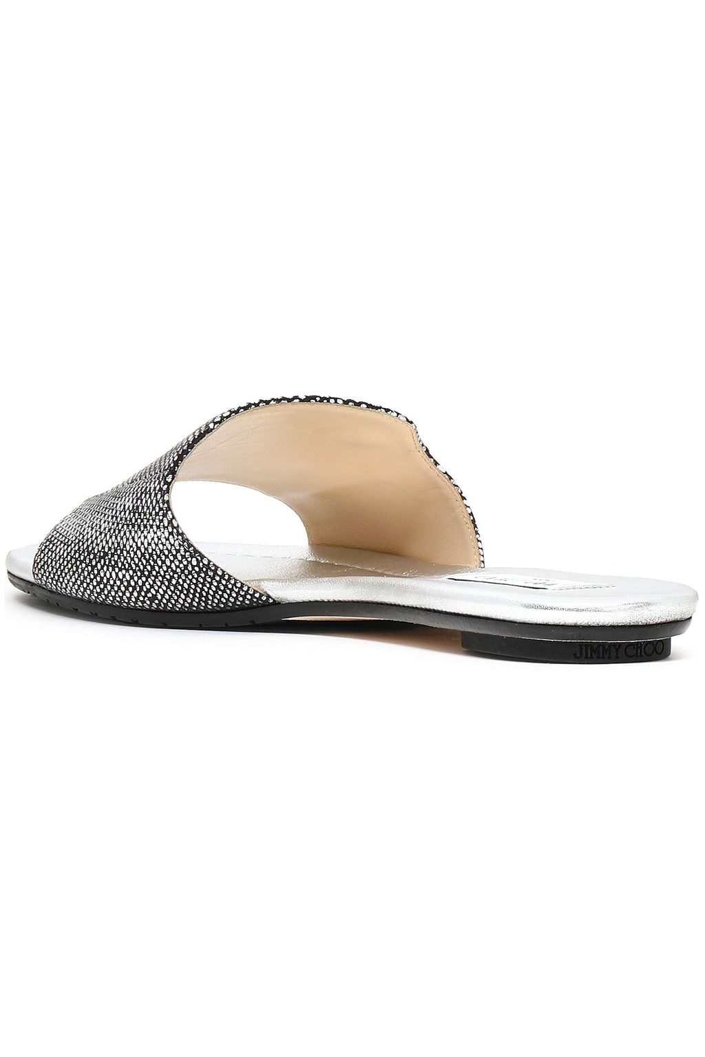 JIMMY CHOO Metallic textured-leather slides