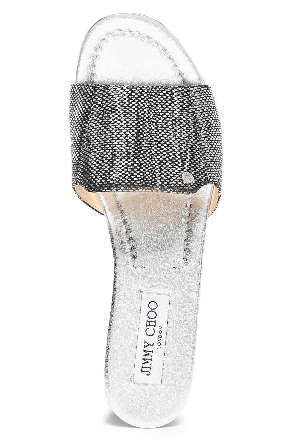 JIMMY CHOO Metallic textured-leather slides