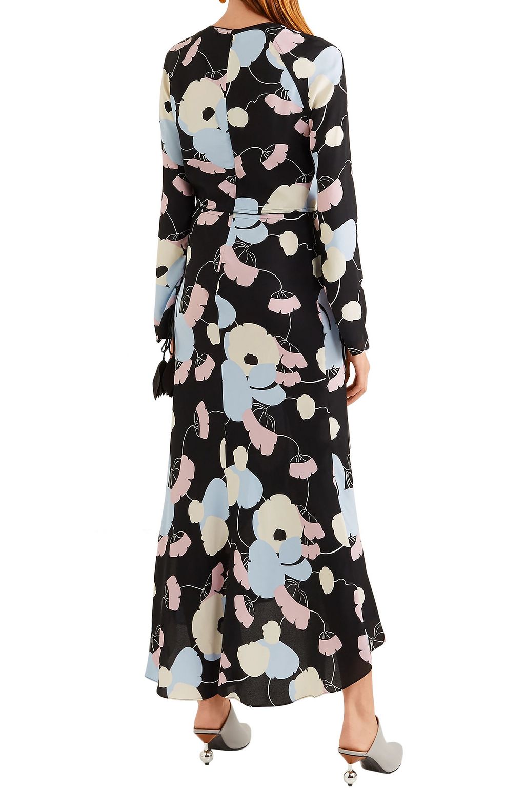 MARNI Embellished printed silk crepe dmaxi dress