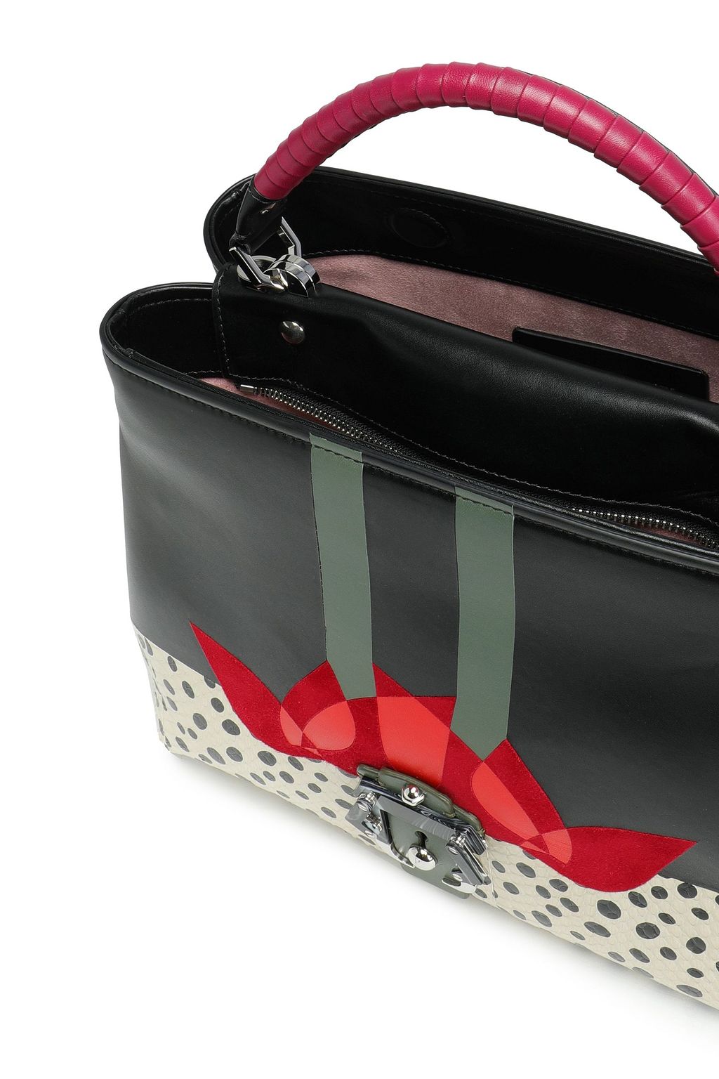 PAULA CADEMARTORI Leather, suede and snakeskin shoulder bag
