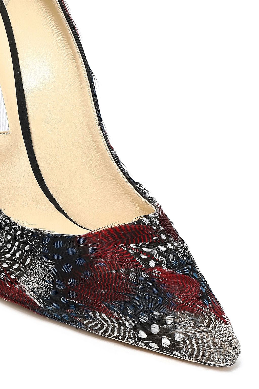 JIMMY CHOO Feather-embellished suede pumps