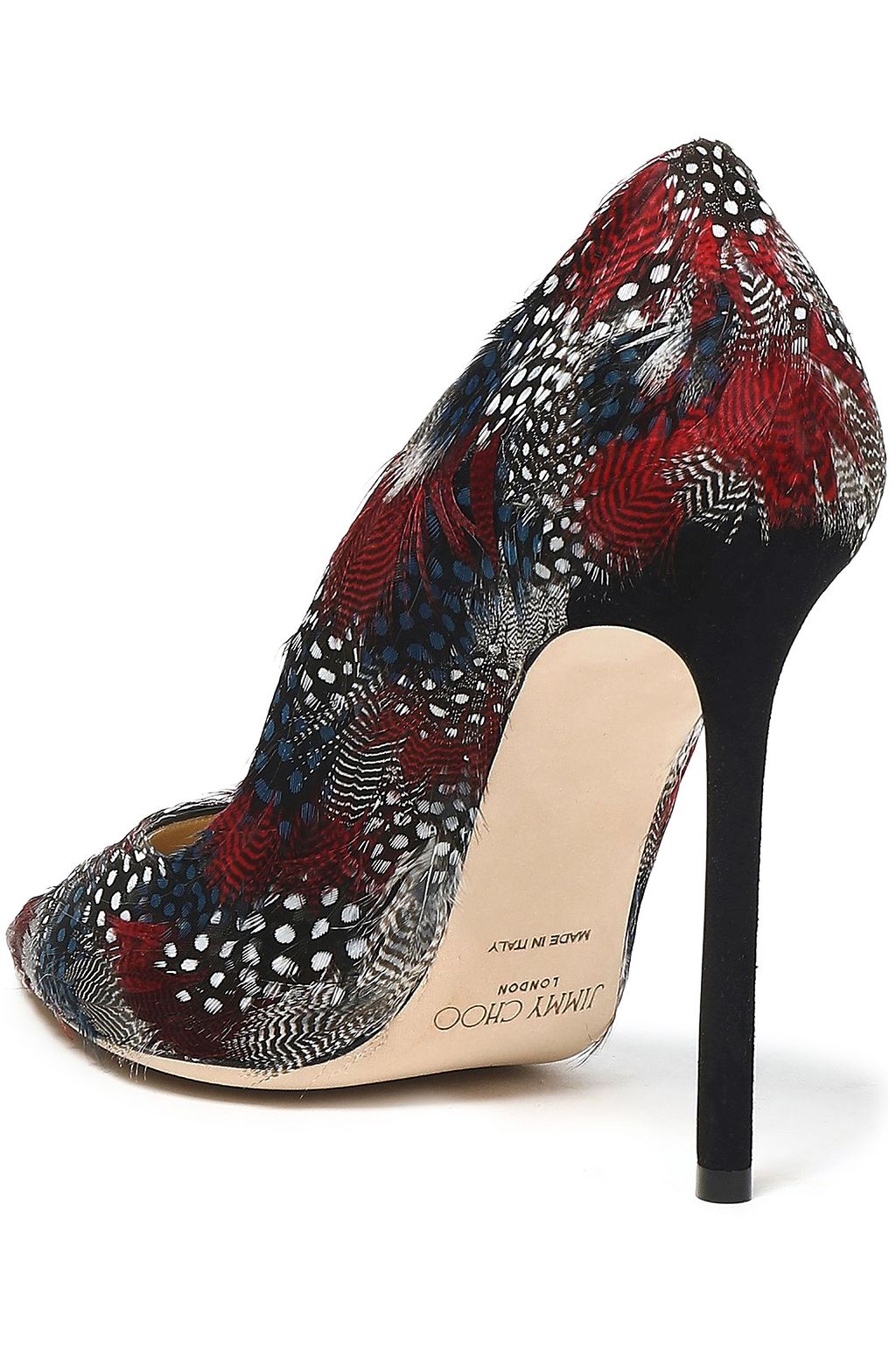 JIMMY CHOO Feather-embellished suede pumps