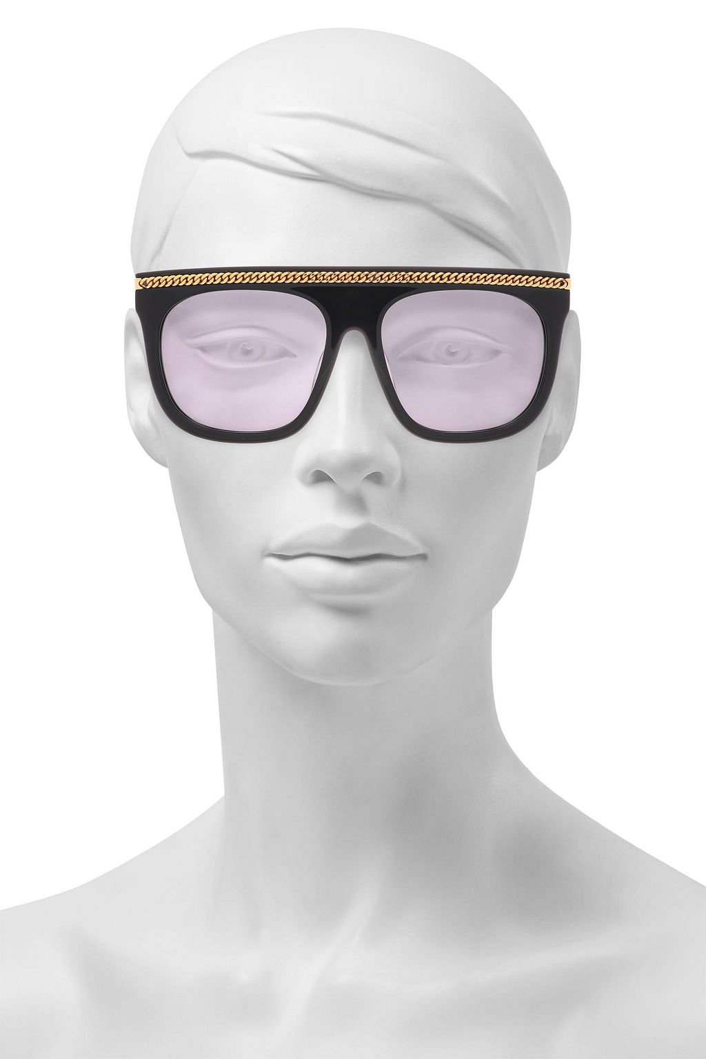 STELLA MCCARTNEY Square-frame chain-trimmed acetate sunglasses