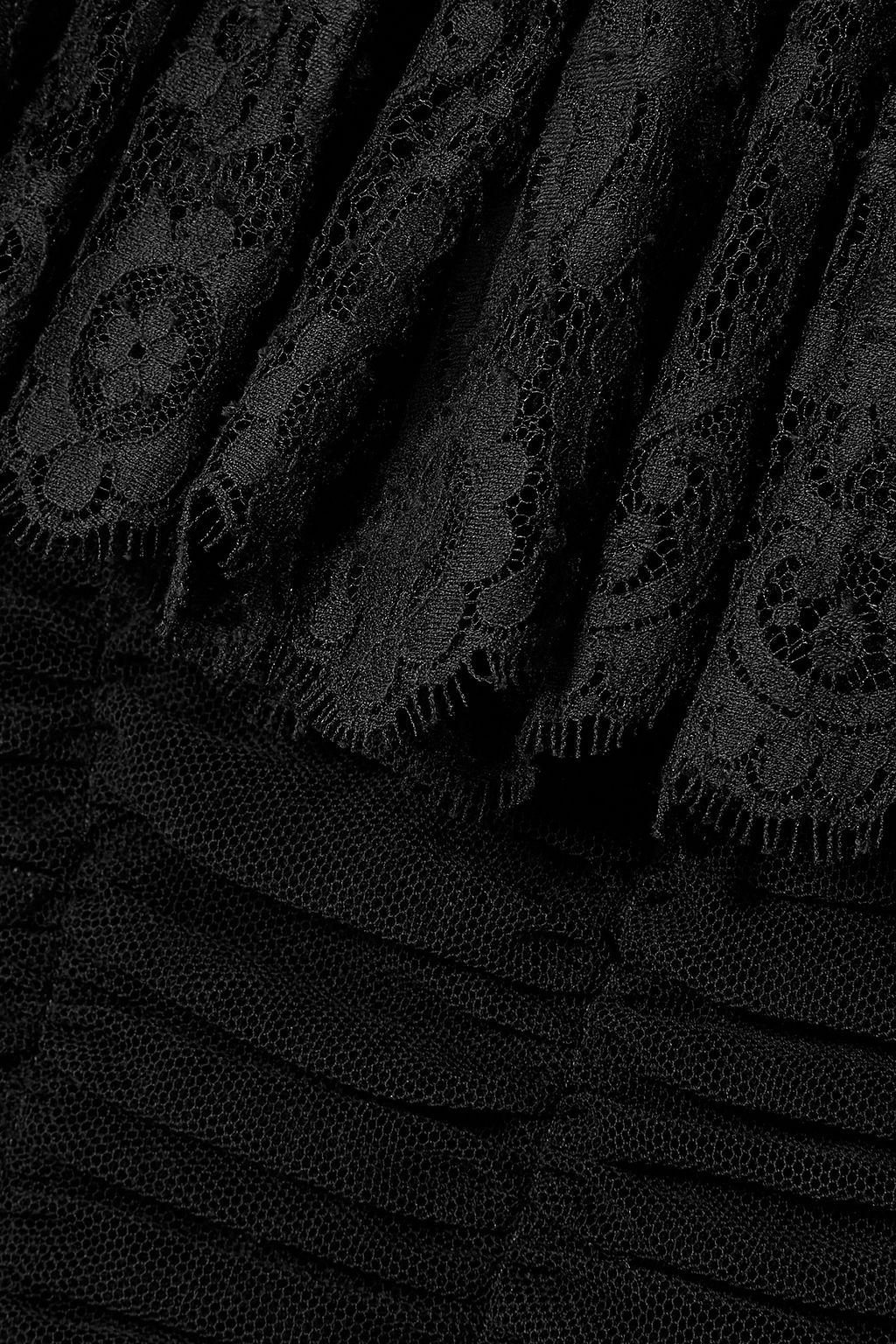 DOLCE&GABBANA Lace-trimmed ruched cotton-blend tulle dress