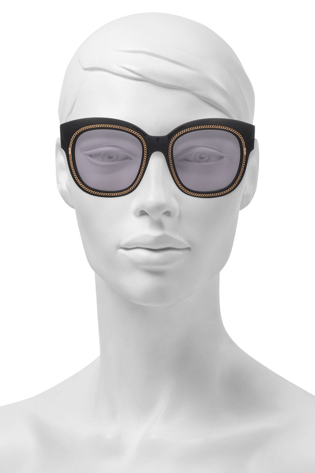 STELLA MCCARTNEY Square-frame chain-trimmed acetate sunglasses