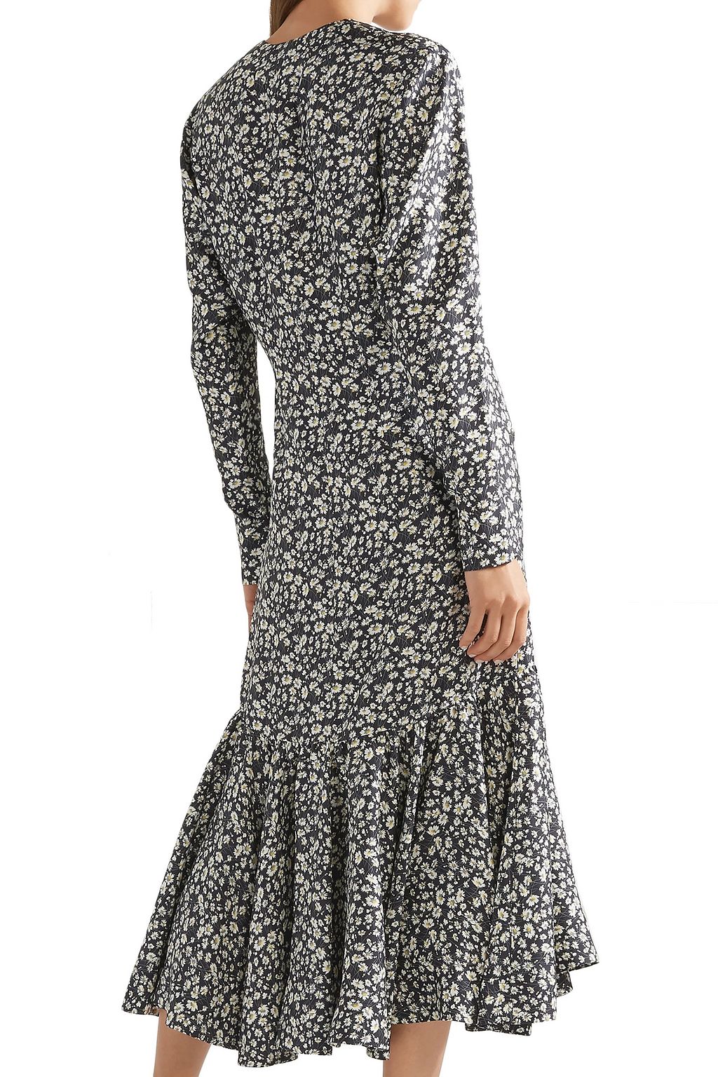 CALVIN KLEIN 205W39NYC Ruched floral-print silk-shell midi dress