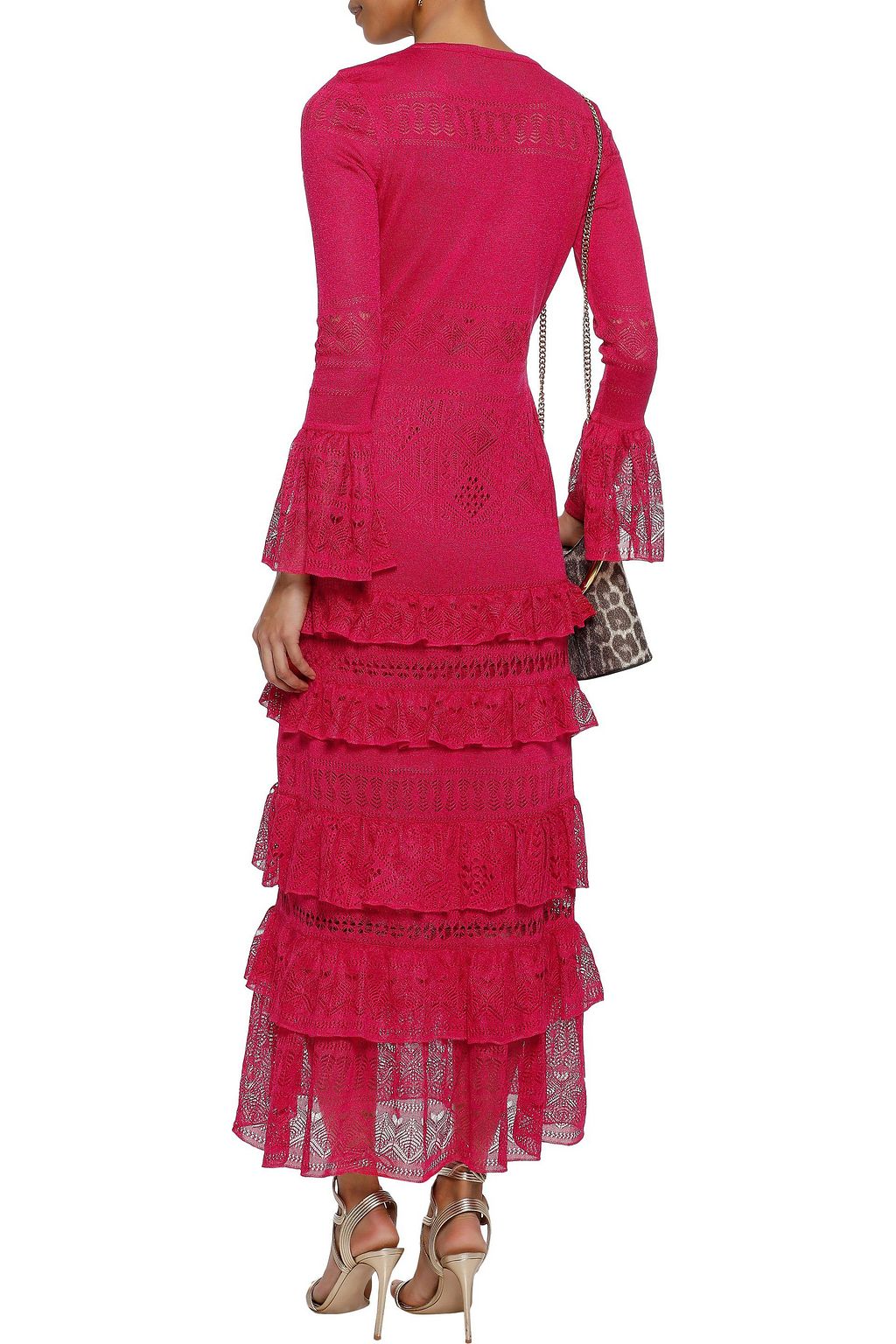 CAROLINA HERRERA Tiered pointelle-knit midi dress