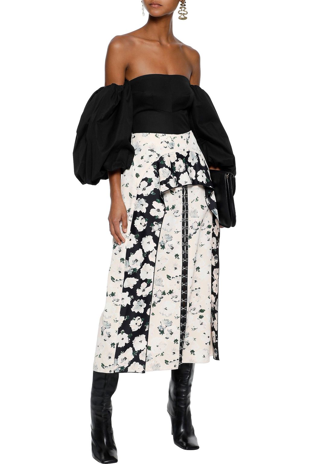 ELLERY Countess off-the-shoulder gathered cotton-twill top
