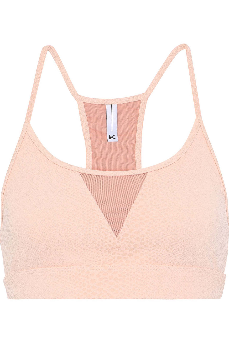 koral - trifecta mesh-paneled stretch-jacquard sports bra - pink - xs
