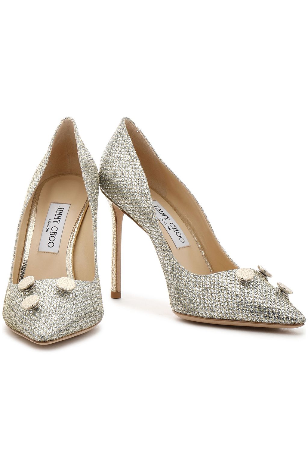 JIMMY CHOO Jasmine 100 embellished glittered satin pumps