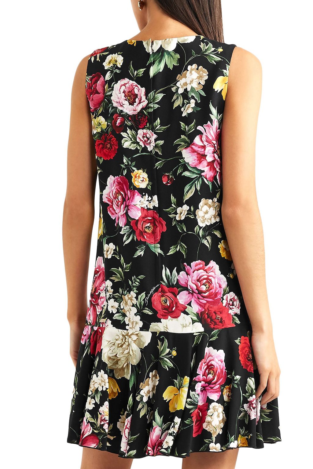DOLCE&GABBANA Fluted floral-print crepe mini dress