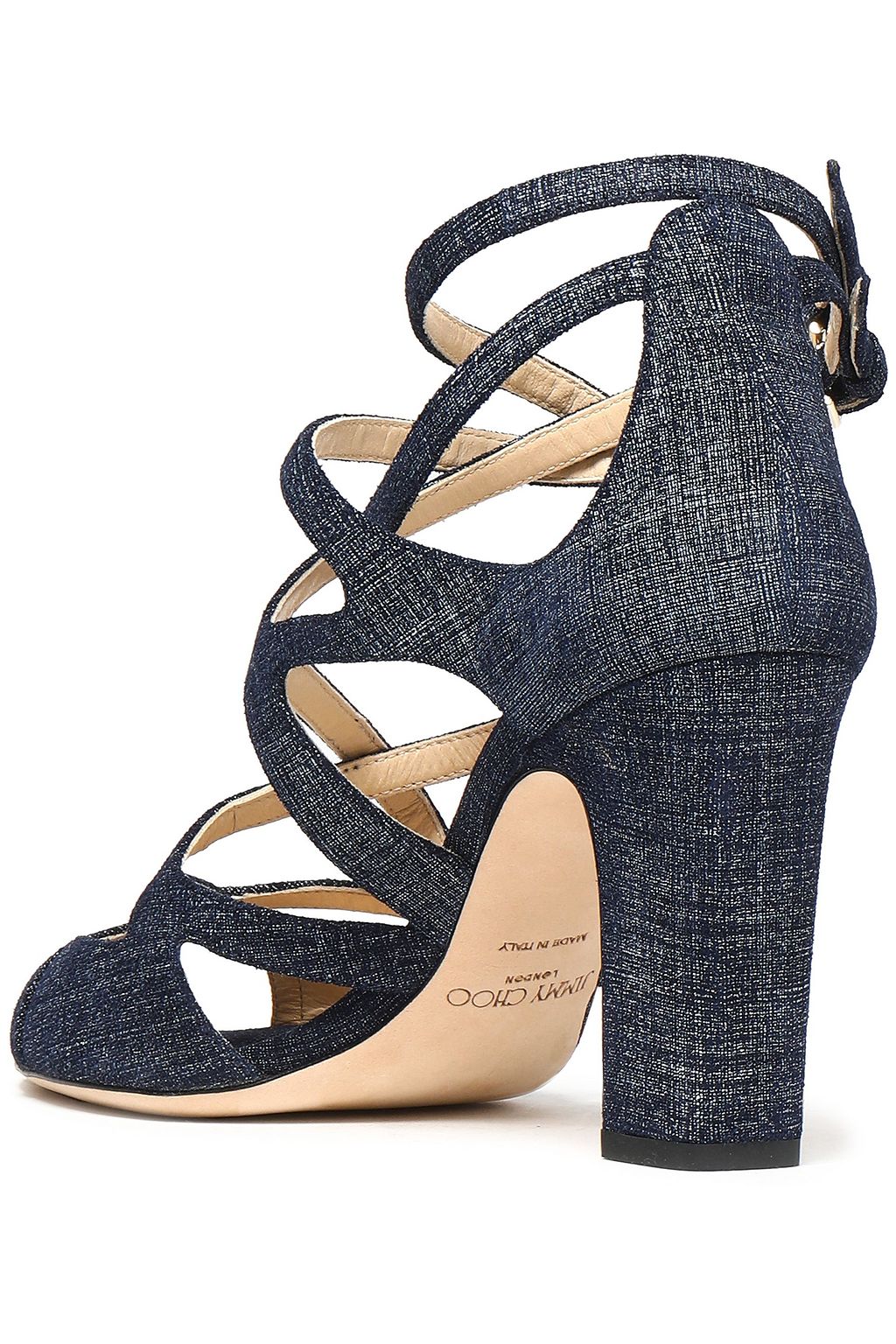 JIMMY CHOO Dillan 85 cutout denim sandals