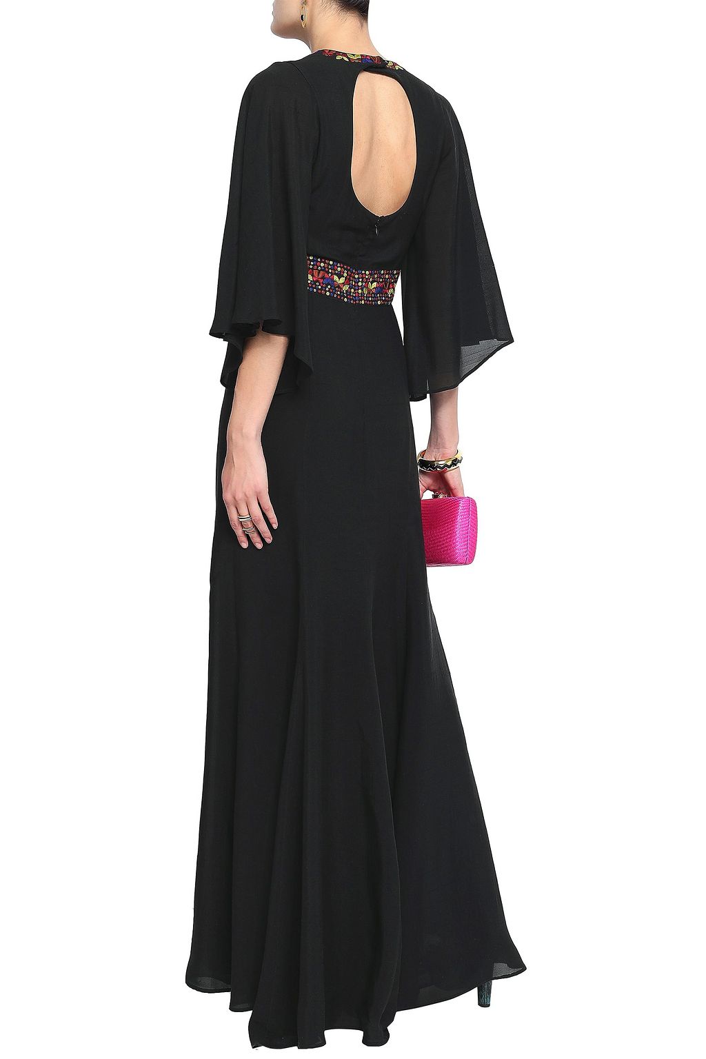 ETRO Open-back embellished silk crepe de chine gown